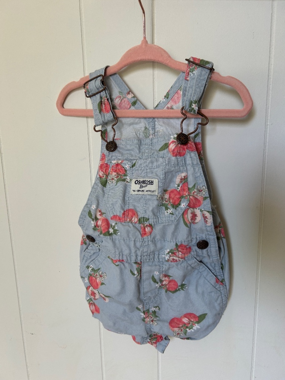 Peach denim jumper, size 12 months